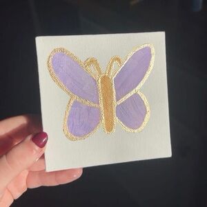 Purple and Gold Butterfly Canvas Art